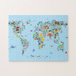 dierkaart van de wereld legpuzzel