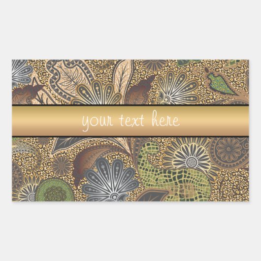 Dierlijk afdrukpatroon rechthoekige sticker (Voorkant)