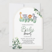 Dierlijk Baby shower ,eucalyptusbloem Kaart (Voorkant)