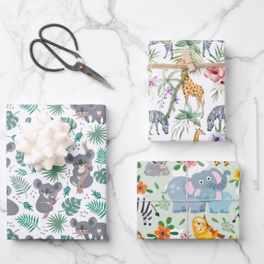 Dierlijk Baby shower Inpakpapier Vel (Voorkant)