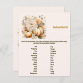 Dierlijk Baby shower spel (Voorkant / Achterkant)