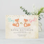 Dierlijk geslacht onthullen Uitnodiging Fox (Staand voorkant)