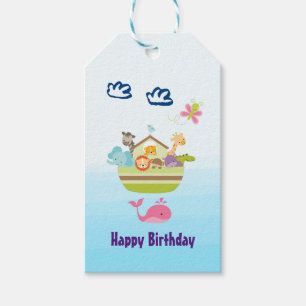 Dierlijk kruk met een vlinder en walvis cadeaulabel