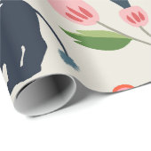 Dierlijk Oerwoud pastel bladpatroon Cadeaupapier (Rol Hoek)