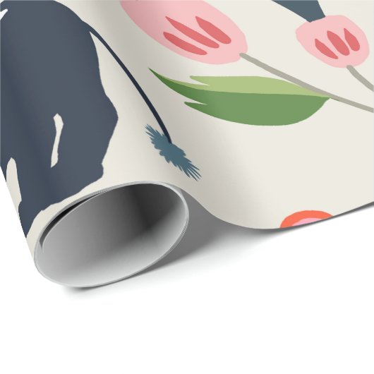 Dierlijk Oerwoud pastel bladpatroon Cadeaupapier (Rol Hoek)