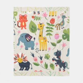 Dierlijk Oerwoud pastel bladpatroon Fleece Deken