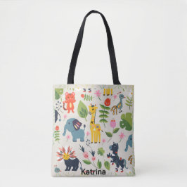 Dierlijk Oerwoud pastelblad gepersonaliseerd patro Draagtas