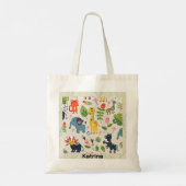 Dierlijk Oerwoud pastelblad gepersonaliseerd patro Tote Bag (Achterkant)