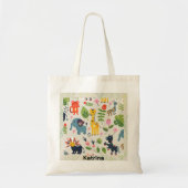 Dierlijk Oerwoud pastelblad gepersonaliseerd patro Tote Bag (Voorkant)