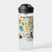 Dierlijk Oerwoud pastelblad gepersonaliseerd patro Waterfles (Voorkant)