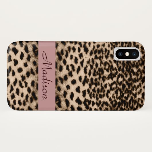 Dierlijk patroon, bruin, roze, monogram Case-Mate iPhone case (Achterkant (horizontaal))