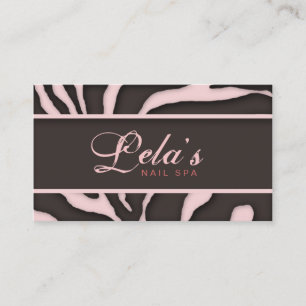 Dierlijk Visitekaartje Zebra Nail Salon Baby Roze