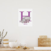 Dierlijke ABC H is bestemd voor hippo-afdrukken Poster (Keuken)