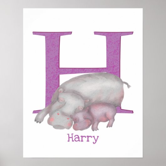 Dierlijke ABC H is bestemd voor hippo-afdrukken Poster (Voorkant)