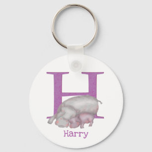 Dierlijke ABC H is voor hippo sleutelring Sleutelhanger