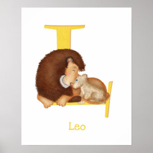 Dierlijke ABC L is bestemd voor leeuwenkoppen Poster