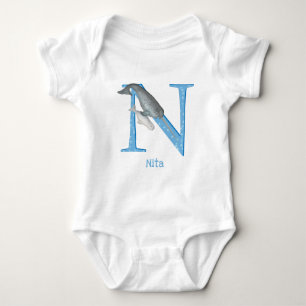 Dierlijke ABC N is bestemd voor narwhal baby body  Romper