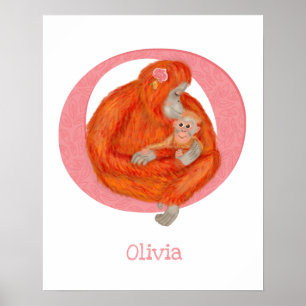 Dierlijke ABC O is bestemd voor orang-oetan. Poster