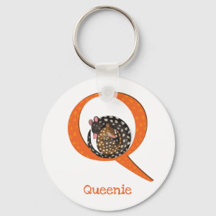 Dierlijke ABC Q is voor viervoudige sleutelring Sleutelhanger