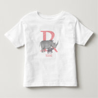Dierlijke ABC R is bestemd voor T-shirt met rhino