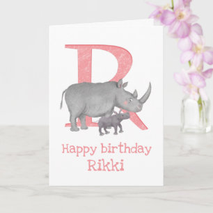 Dierlijke ABC R is een rhinoverjaardagskaart Kaart