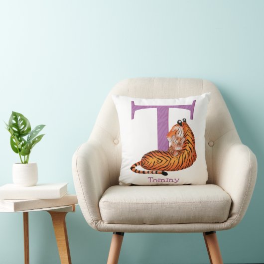 Dierlijke ABC T is voor tijgerkussen Kussen (Stoel)