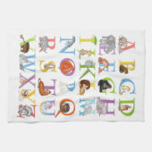 Dierlijke ABC-theedoek (blauwe versie) Theedoek (Horizontaal)