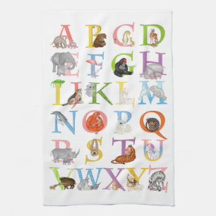 Dierlijke ABC-theehanddoeken Theedoek