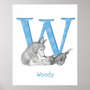 Dierlijke ABC W is bestemd voor wolfdruk Poster