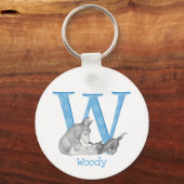 Dierlijke ABC W is voor sleutelring van wolf Sleutelhanger (Voorkant)