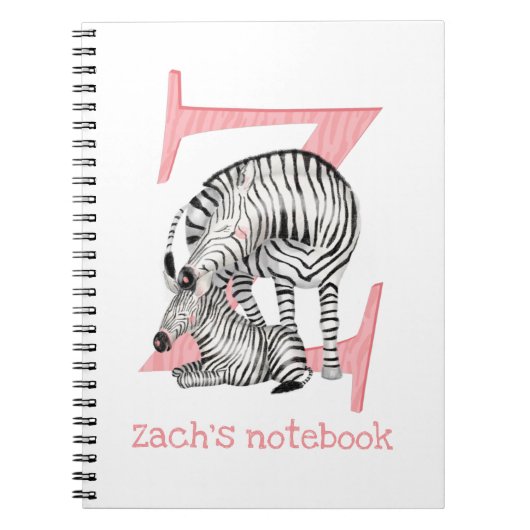 Dierlijke ABC Z is voor zebra notitieboek (Voorkant)