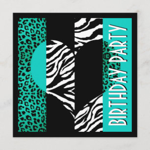 Dierlijke afdruk Aqua Blue Leopard Black & White Z Kaart