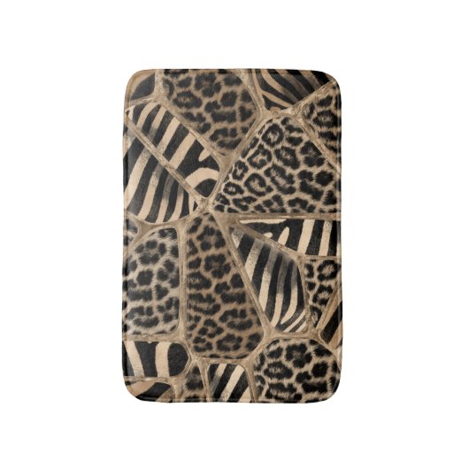 Dierlijke afdruk - Luipaard en Zebra - pastelgoud Badmat (Voorkant Verticaal)