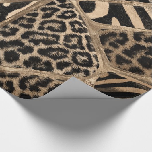 Dierlijke afdruk - Luipaard en Zebra - pastelgoud Cadeaupapier (Hoek)