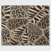 Dierlijke afdruk - Luipaard en Zebra - pastelgoud Cadeaupapier (Vlak)