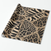 Dierlijke afdruk - Luipaard en Zebra - pastelgoud Cadeaupapier (Uitgerold)