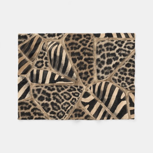 Dierlijke afdruk - Luipaard en Zebra - pastelgoud Fleece Deken (Voorkant (Horizontaal))