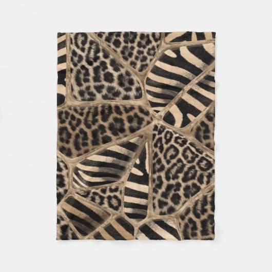 Dierlijke afdruk - Luipaard en Zebra - pastelgoud Fleece Deken (Voorkant)