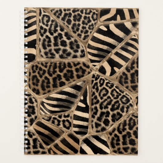 Dierlijke afdruk - Luipaard en Zebra - pastelgoud Planner (Voorkant)