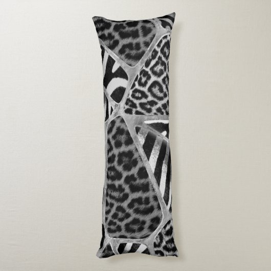 Dierlijke afdruk - Luipaard en Zebra - zilver Lichaamskussen (Achterkant (Verticaal))