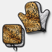 Dierlijke afdrukken ovenwant & pannenlap set (Voorkant / Achterkant)
