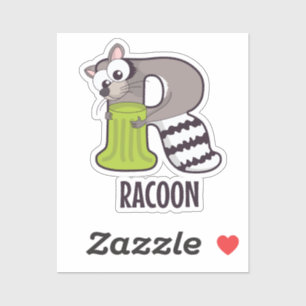 Dierlijke alfabet letter - R (wasbeer) Sticker