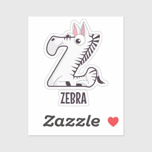 Dierlijke alfabetletter - Z (Zebra) Sticker (Vel)