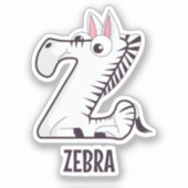 Dierlijke alfabetletter - Z (Zebra) Sticker (Voorkant)