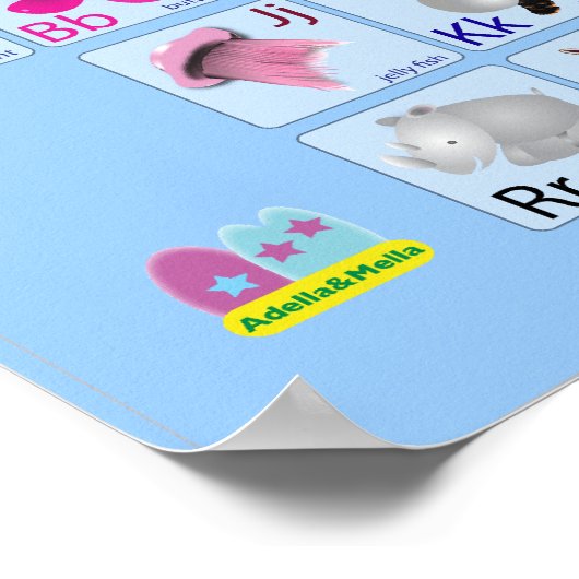 Dierlijke alfabetten op blauw poster (Hoek)