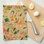 Dierlijke Antiek vogelpest Deer Rabbit Theedoek (Quarter Fold)