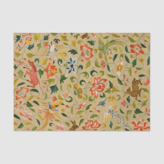 Dierlijke Antiek vogelpest Deer Rabbit Tissuepapier (Voorkant)