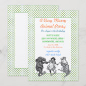 Dierlijke Birthday Party Invitation Green Dot Bord Kaart (Voorkant / Achterkant)
