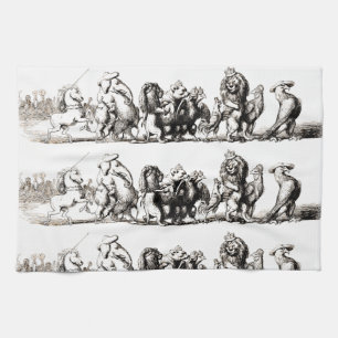 Dierlijke Cartoon Unicorn Elephant Lion Zoo Theedoek