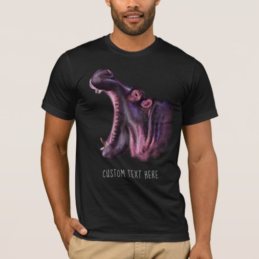 Dierlijke Collectie Grote Hippo-Jouw tekst toevoeg T-shirt (Voorkant)